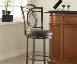 Dakota Brown Metal Faux Leather Upholstered Bar Stool -Home Furniture Store 810543040 2
