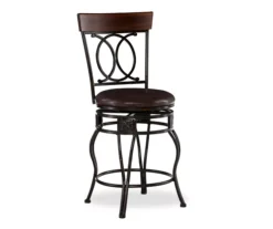 Kelley Brown & Matte Bronze Metal Ox Back Swivel Bar Stool