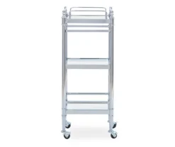 Hawkins Chrome & Glass 3-Shelf Rolling Cart -Home Furniture Store 810543096 4