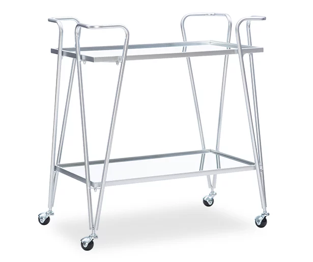 Hampton Silver 2-Shelf Rolling Steel Bar Cart Hampton Silver 2-Shelf Rolling Steel Bar Cart -Home Furniture Store 810543098 1