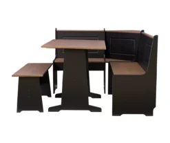 Atrium Black & Pecan 3-Piece Wooden Breakfast Nook Set -Home Furniture Store 810543121 A1