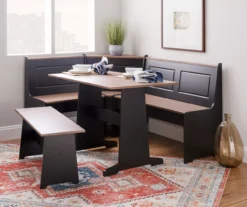 Atrium Black & Pecan 3-Piece Wooden Breakfast Nook Set -Home Furniture Store 810543121 B0 2