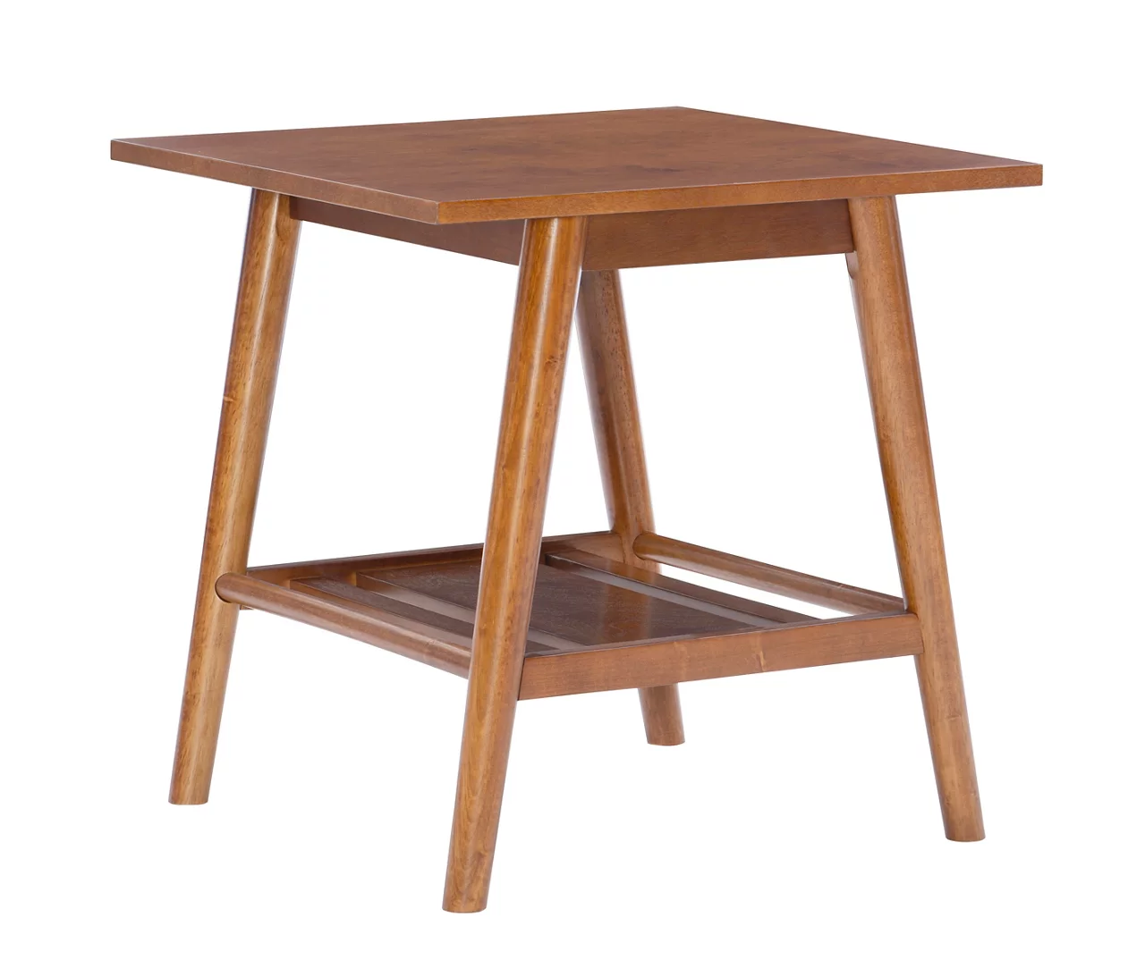 Presley Brown 2-Tier Slatted Wood End Table Presley Brown 2-Tier Slatted Wood End Table -Home Furniture Store 810543147 A0 1