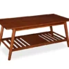 Presley Brown 2-Tier Slatted Wood Coffee Table -Home Furniture Store 810543148 1