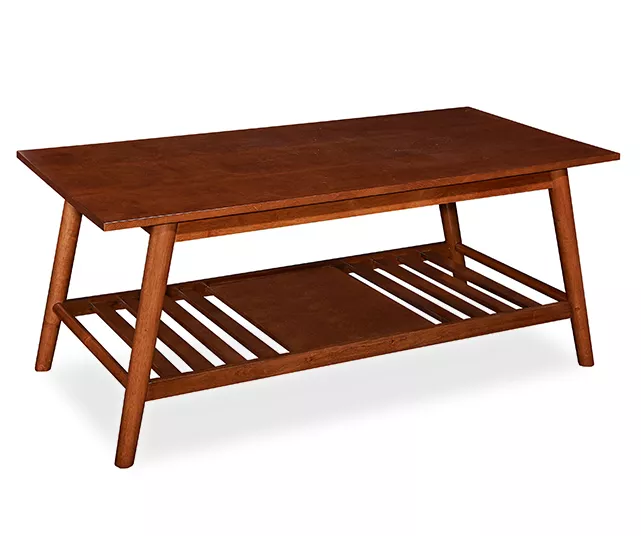 Presley Brown 2-Tier Slatted Wood Coffee Table Presley Brown 2-Tier Slatted Wood Coffee Table -Home Furniture Store 810543148 1