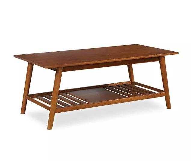 Presley Brown 2-Tier Slatted Wood Coffee Table Presley Brown 2-Tier Slatted Wood Coffee Table -Home Furniture Store 810543148 4