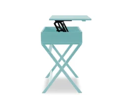 Kari Turquoise Lift-Top Campaign Desk -Home Furniture Store 810543172 5
