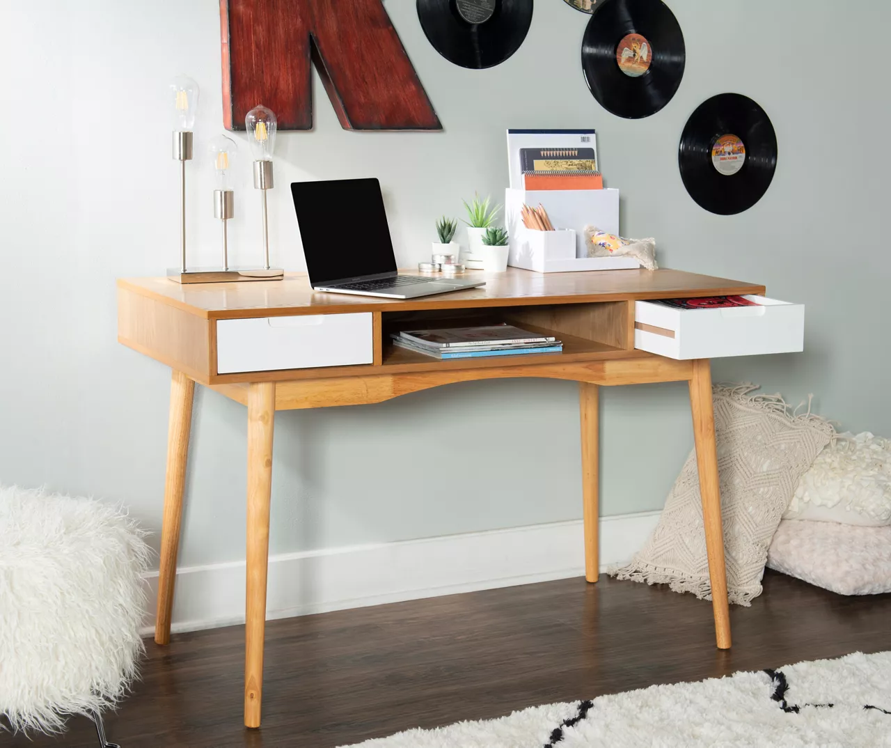 Nate Ash & White 2-Drawer Writing Desk Nate Ash & White 2-Drawer Writing Desk -Home Furniture Store 810543187 A0 8