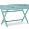 Kari Turquoise 2-Drawer Wooden X-Frame Desk 1 Kari Turquoise 2-Drawer Wooden X-Frame Desk -Home Furniture Store 810543189 1