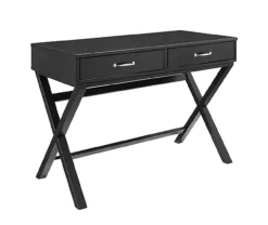 Kari Black 2-Drawer Campaign Desk