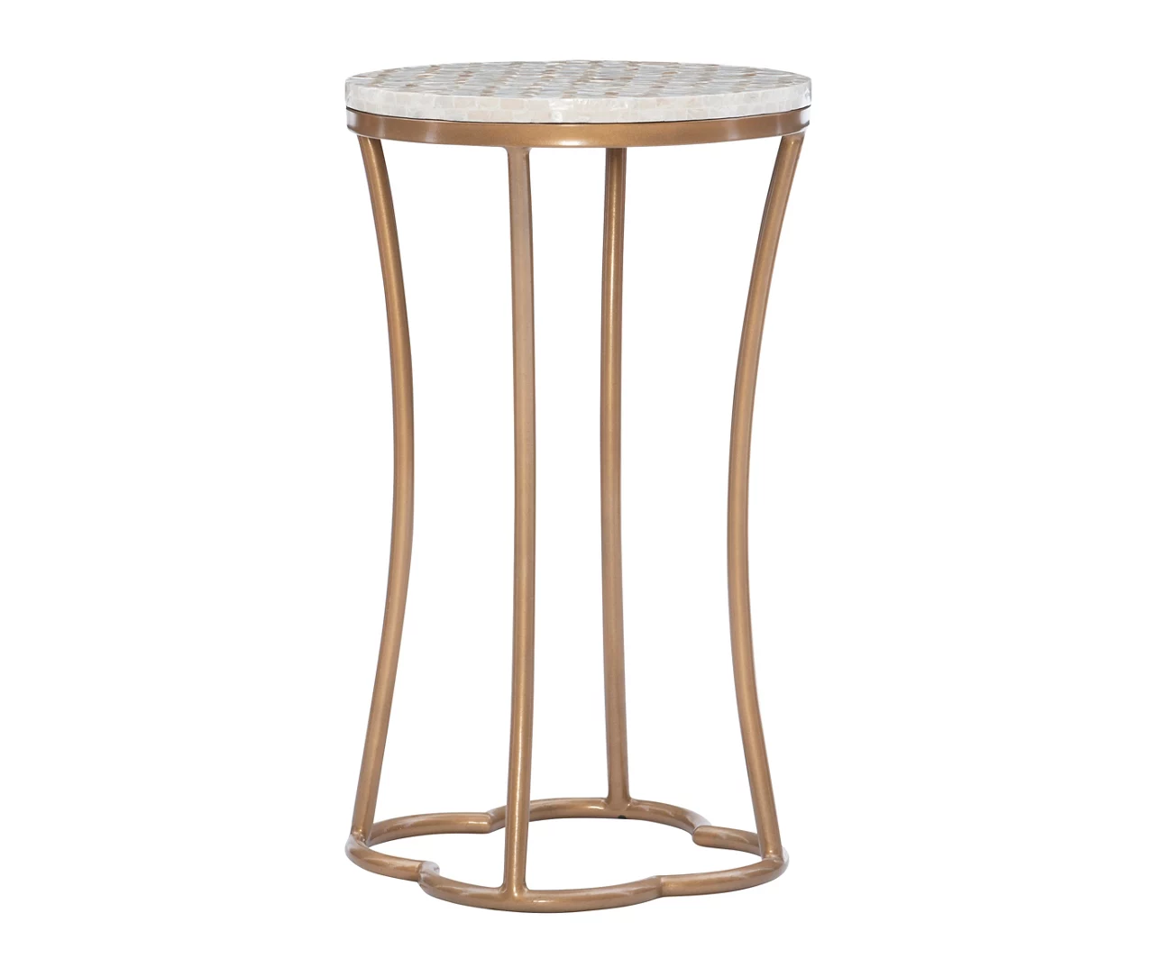 Globa Designs White & Gold Capiz Mosaic Beehive Accent Table Globa Designs White & Gold Capiz Mosaic Beehive Accent Table -Home Furniture Store 810543194 A0 1