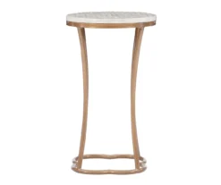 Globa Designs White & Gold Capiz Mosaic Beehive Accent Table 4 Globa Designs White & Gold Capiz Mosaic Beehive Accent Table -Home Furniture Store 810543194 A1