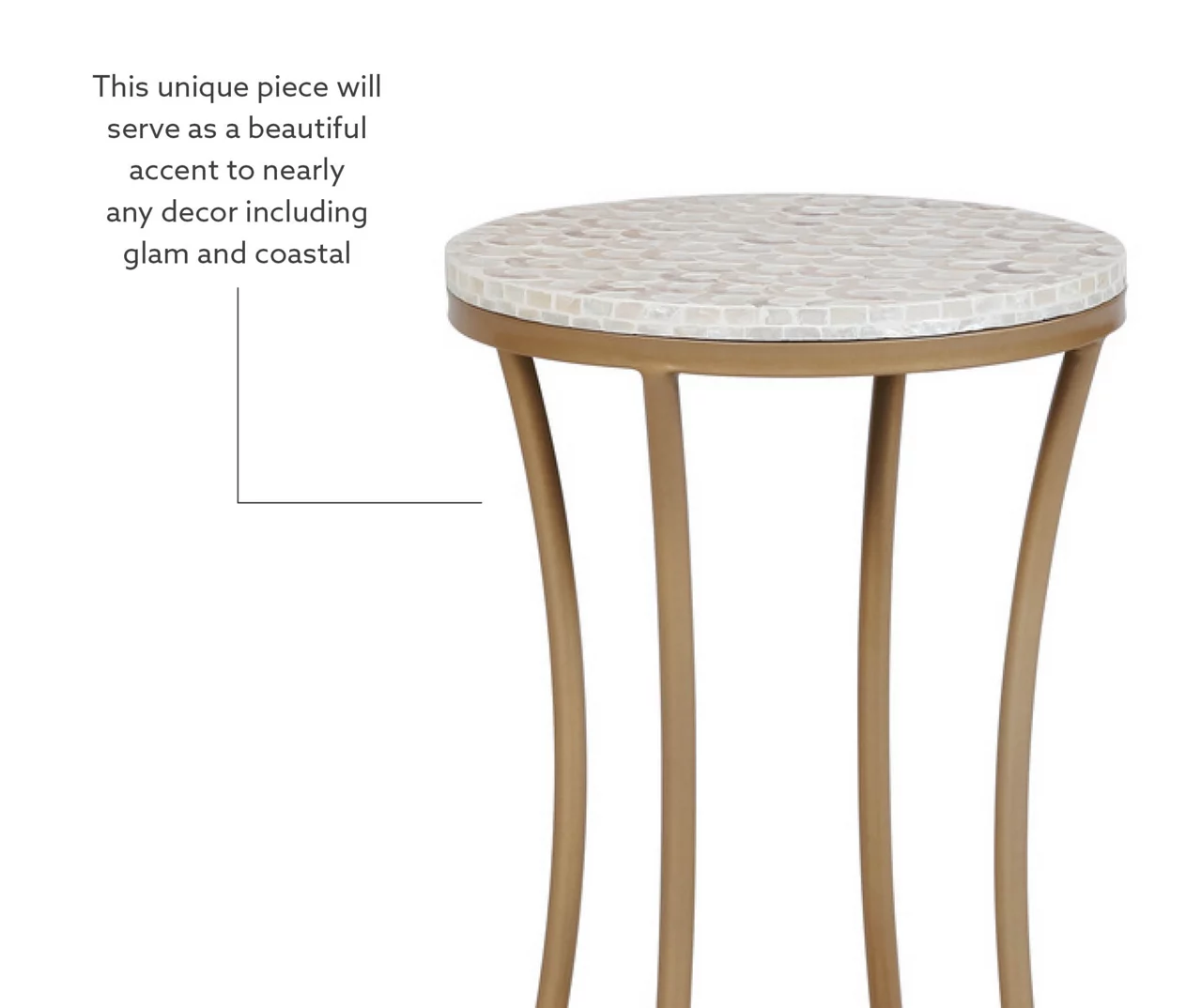 Globa Designs White & Gold Capiz Mosaic Beehive Accent Table Globa Designs White & Gold Capiz Mosaic Beehive Accent Table -Home Furniture Store 810543194 M0 2