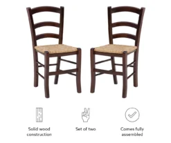 Bordeaux Walnut Handwoven Ladder Back Side Chairs, 2-Pack 4 Bordeaux Walnut Handwoven Ladder Back Side Chairs, 2-Pack -Home Furniture Store 810543200 A8 4