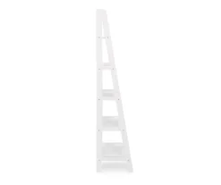 Boston White Wood 5-Shelf Ladder Bookcase -Home Furniture Store 810543215 5