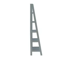 Boston Gray 5-Shelf Wooden Ladder Bookcase -Home Furniture Store 810543216 5