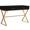 Glam Black & Gold 2-Drawer Campaign Desk -Home Furniture Store 810543220 1