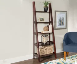 Boston Espresso 5-Shelf Wooden Ladder Bookcase -Home Furniture Store 810543223 2