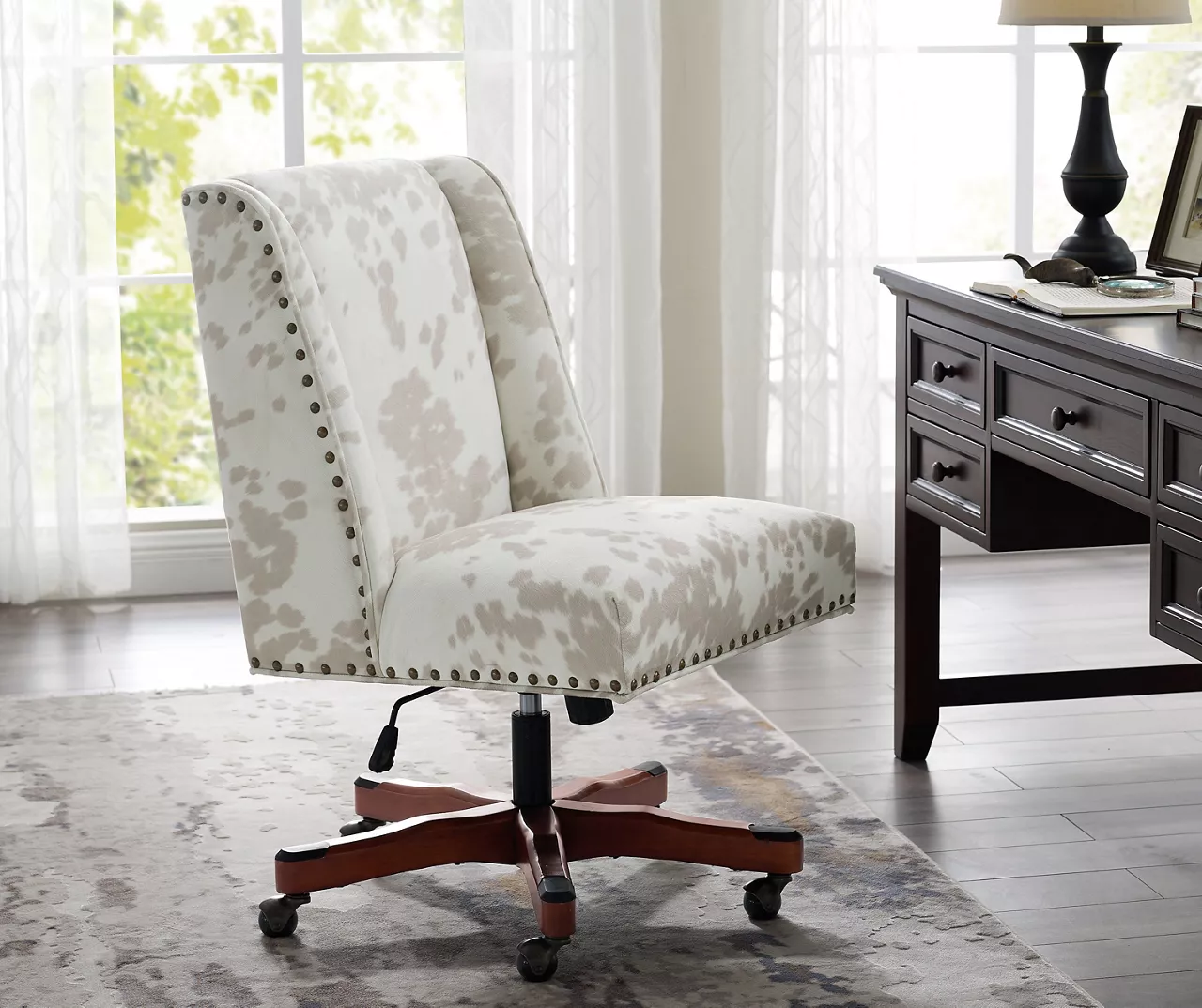 Austin Brown Linen Cow Print Office Chair Austin Brown Linen Cow Print Office Chair -Home Furniture Store 810543224 A0 8