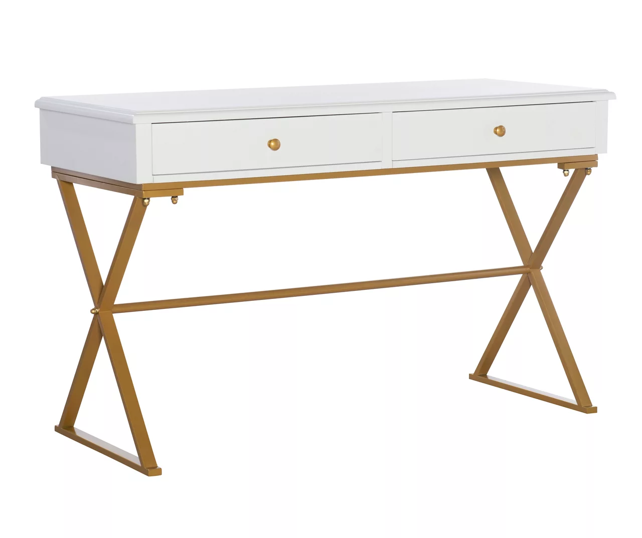 Glam White & Gold 2-Drawer Campaign Desk Glam White & Gold 2-Drawer Campaign Desk -Home Furniture Store 810543228 A0 1