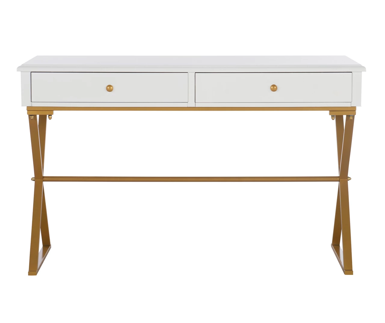 Glam White & Gold 2-Drawer Campaign Desk Glam White & Gold 2-Drawer Campaign Desk -Home Furniture Store 810543228 A0 2