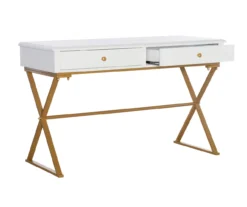 Glam White & Gold 2-Drawer Campaign Desk 8 Glam White & Gold 2-Drawer Campaign Desk -Home Furniture Store 810543228 A0 6