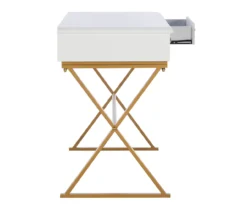 Glam White & Gold 2-Drawer Campaign Desk 11 Glam White & Gold 2-Drawer Campaign Desk -Home Furniture Store 810543228 A0 7