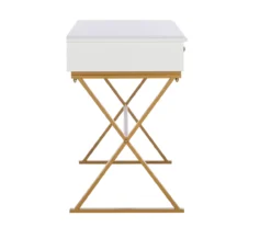 Glam White & Gold 2-Drawer Campaign Desk 10 Glam White & Gold 2-Drawer Campaign Desk -Home Furniture Store 810543228 A1 3