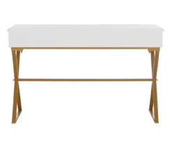 Glam White & Gold 2-Drawer Campaign Desk 12 Glam White & Gold 2-Drawer Campaign Desk -Home Furniture Store 810543228 A4 5