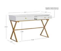 Glam White & Gold 2-Drawer Campaign Desk 13 Glam White & Gold 2-Drawer Campaign Desk -Home Furniture Store 810543228 D8 12