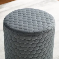 Royal Gray Quilted Ottoman With Silver Base -Home Furniture Store 810543261 4