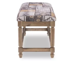 Gray Moroccan Tapestry Upholstered Rustic Driftwood Bench -Home Furniture Store 810543274 4