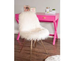 Layton Cream & Gold Faux Fur Chair -Home Furniture Store 810543311 7