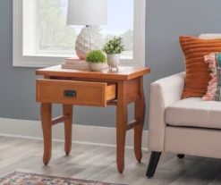 Denver Antique Pine 1-Drawer Curved Leg End Table -Home Furniture Store 810543318 A0 9