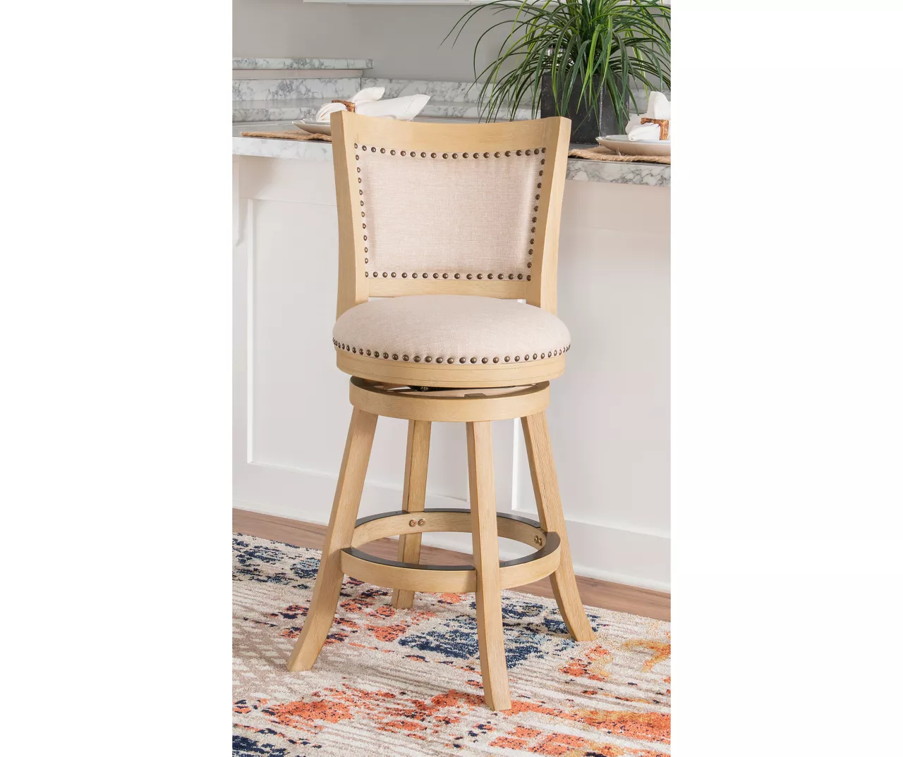 Graham Light Gray Padded Swivel Counter Stool Graham Light Gray Padded Swivel Counter Stool -Home Furniture Store 810543337 B0 1