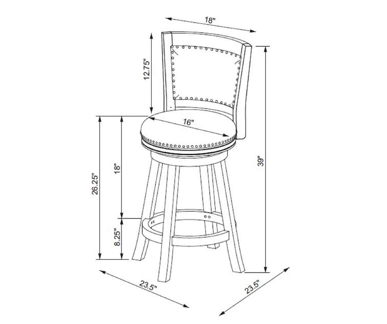 Graham Light Gray Padded Swivel Counter Stool Graham Light Gray Padded Swivel Counter Stool -Home Furniture Store 810543337 D8 9