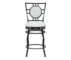 Newton White & Black Upholstered Faux Leather Adjustable Stool -Home Furniture Store 810543346 A0 2