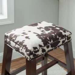 Baldwin Brown Cow Print Nailhead Bar Stool -Home Furniture Store 810543359 3