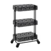 Mabry Black 3-Tier Pierced Floral Rolling Cart 2 Mabry Black 3-Tier Pierced Floral Rolling Cart -Home Furniture Store 810543382 1