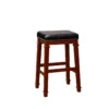 Clark Dark Cherry & Black Upholstered Faux Leather Backless Bar Stool