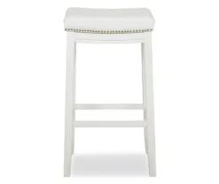Brooke White Backless Nailhead Bar Stool -Home Furniture Store 810543413 4