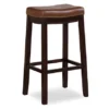 Brooke Cognac & Dark Brown Faux Leather Backless Padded Counter Stool