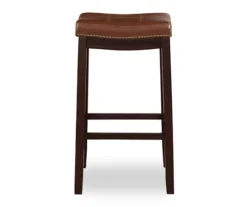 Brooke Cognac & Dark Brown Faux Leather Backless Padded Counter Stool -Home Furniture Store 810543421 3