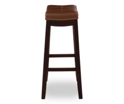 Brooke Cognac & Dark Brown Faux Leather Backless Padded Counter Stool -Home Furniture Store 810543421 4