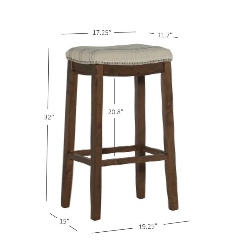 Brooke Natural & Dark Brown Backless Padded Bar Stool Brooke Natural & Dark Brown Backless Padded Bar Stool -Home Furniture Store 810543423 7