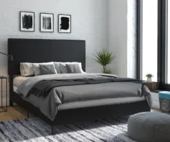 Atwater Living DHP Jazmine Black Faux Leather Upholstered Bed -Home Furniture Store 810543812 6