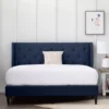 Isabelle Navy Upholstered Twin Wingback Bed -Home Furniture Store 810547602 810547606 810547614 810547610 1