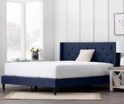 Isabelle Navy Upholstered Twin Wingback Bed -Home Furniture Store 810547602 810547606 810547614 810547610 5