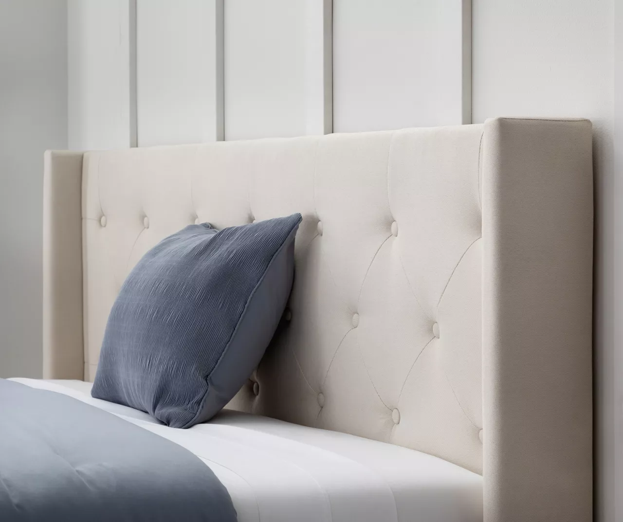 Isabelle Cream Upholstered Twin Wingback Bed Isabelle Cream Upholstered Twin Wingback Bed -Home Furniture Store 810547603 810547607 810547628 810547611 4