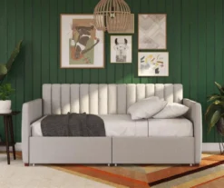 Brittany Gray Linen Upholstered Twin Storage Daybed -Home Furniture Store 810548783 4